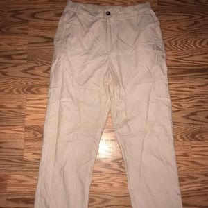 Brown and white striped pants